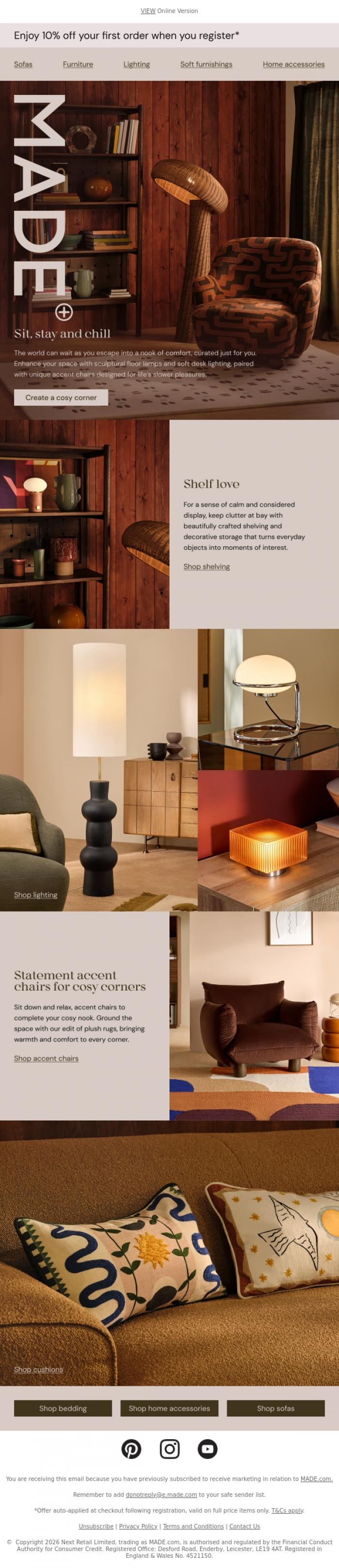 Email Design Inspiration from MADE.com, Curated and cosy