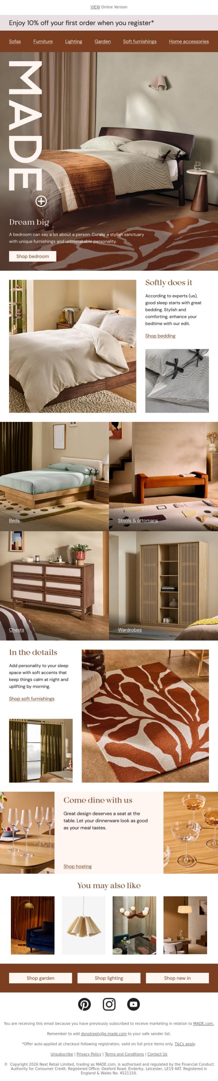Email Design Inspiration from MADE.com, The best room in the house 🪶✨