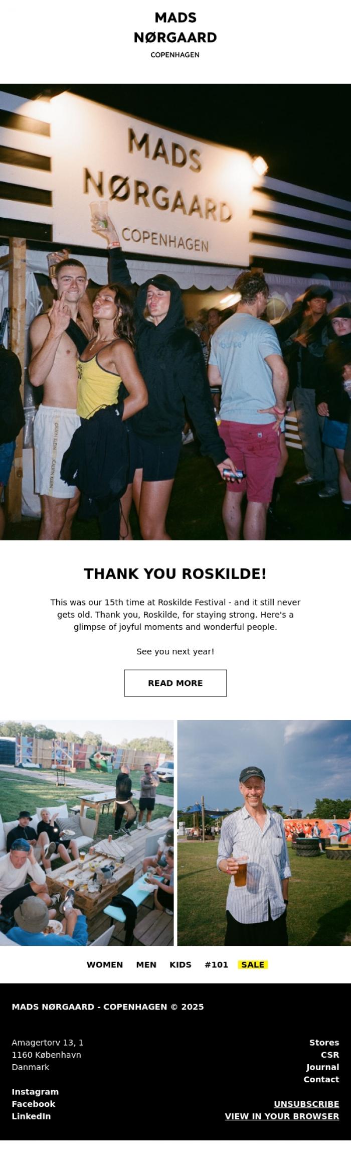 Email Design Inspiration from MADS N&Oslash;RGAARD - COPENHAGEN, THANK YOU ROSKILDE