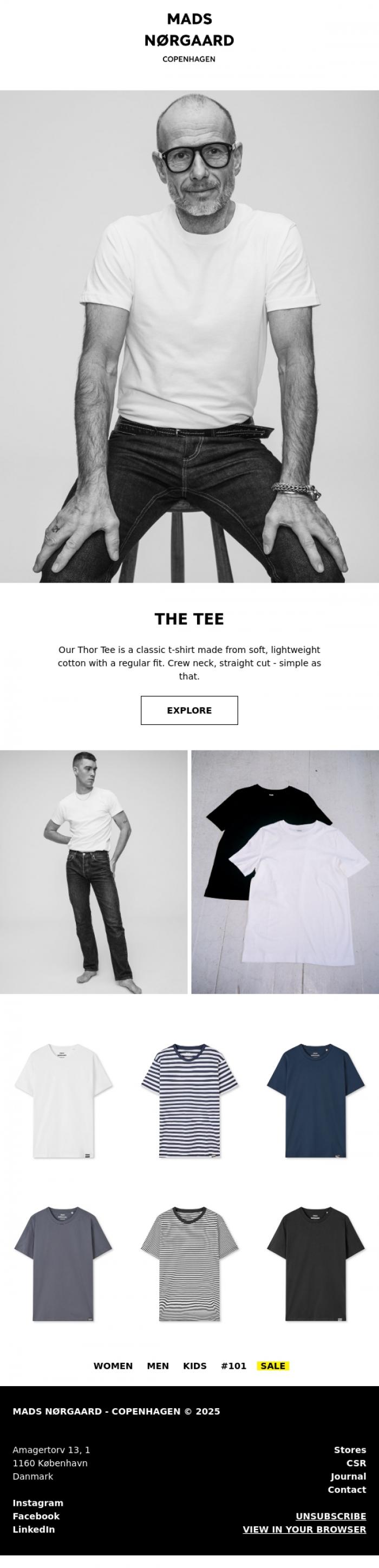 Email Design Inspiration from MADS N&Oslash;RGAARD - COPENHAGEN, THE TEE