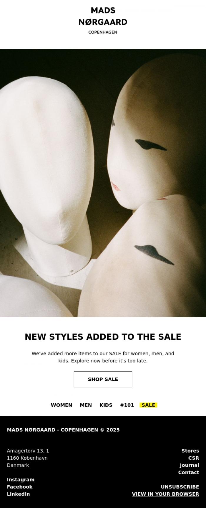 Email Design Inspiration from MADS N&Oslash;RGAARD - COPENHAGEN, SALE JUST GOT BIGGER