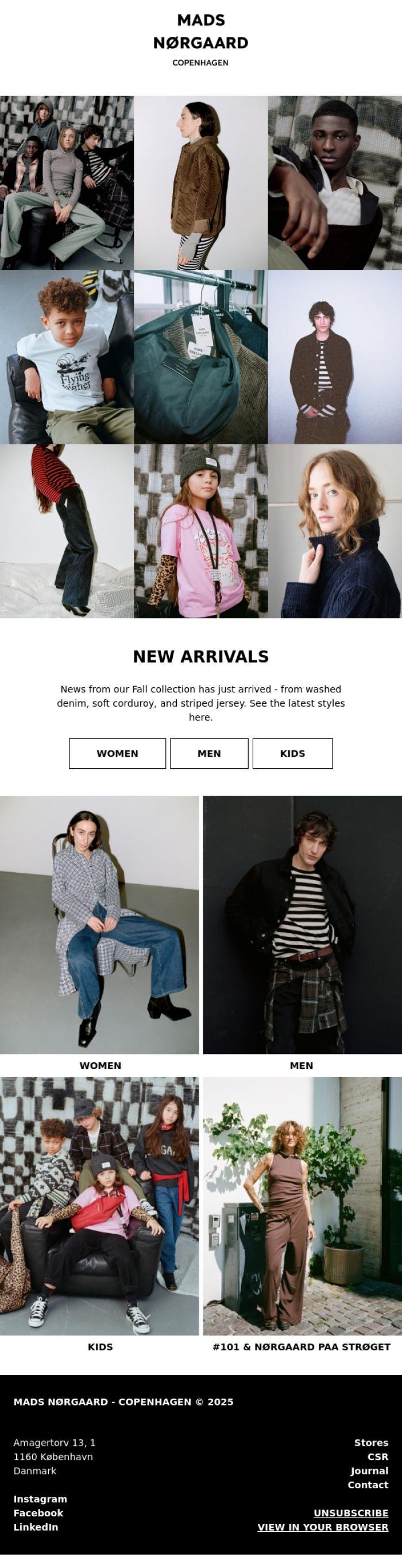 Email Design Inspiration from MADS N&Oslash;RGAARD - COPENHAGEN, NEW ARRIVALS