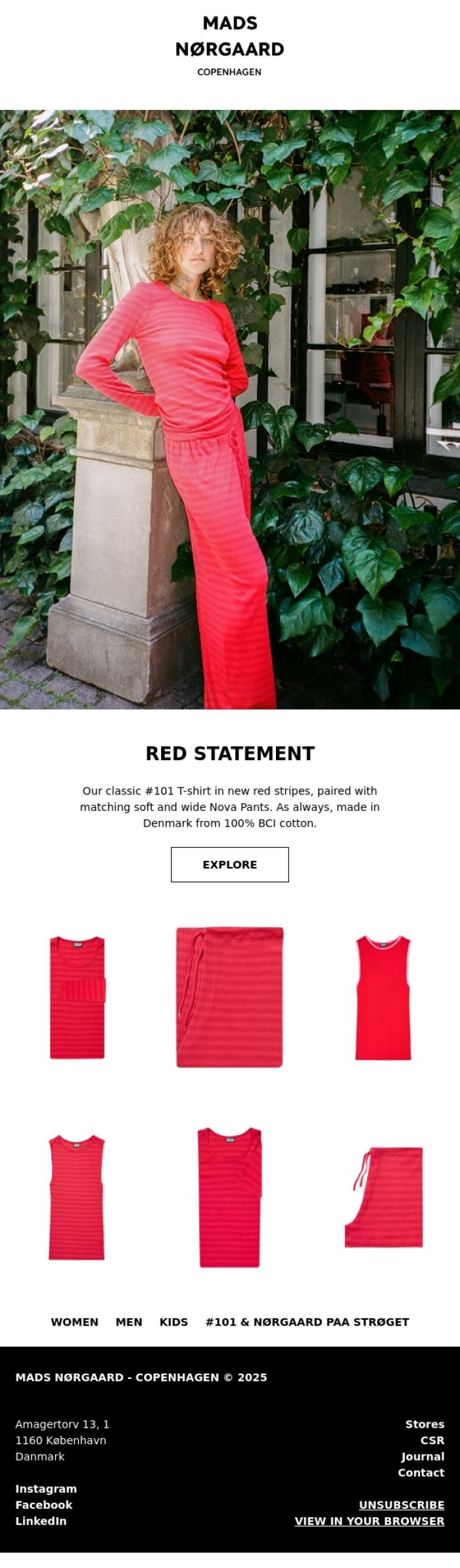 Email Design Inspiration from MADS N&Oslash;RGAARD - COPENHAGEN, RED STATEMENT