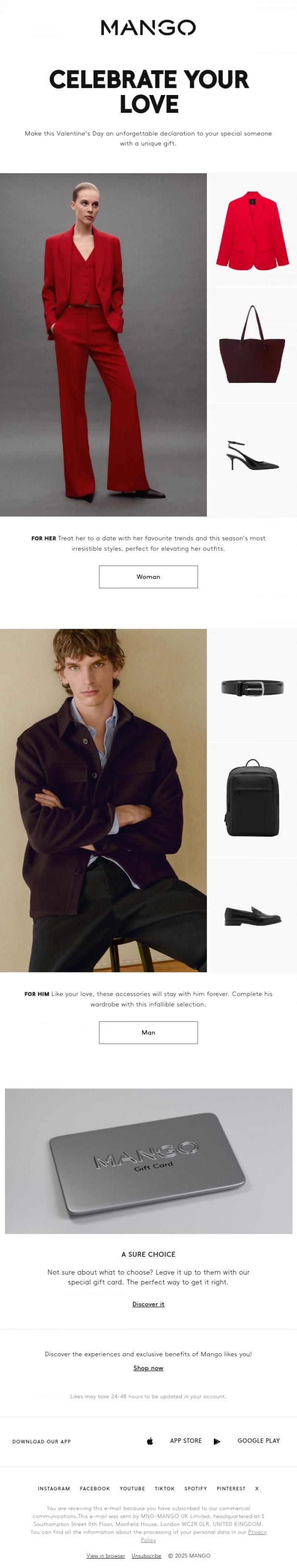 Email Design Inspiration from MANGO, These gifts are love at first sight 💝