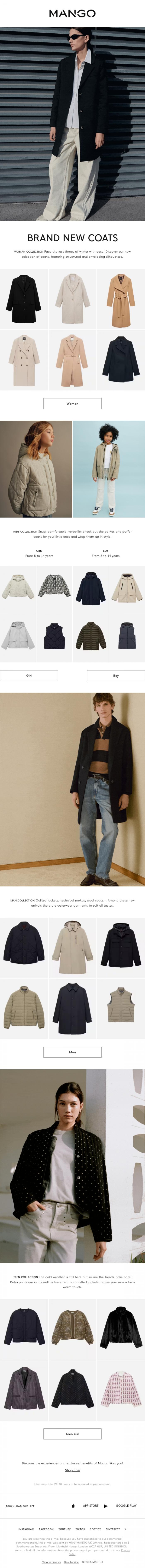 Email Design Inspiration from MANGO, We have new coats 🧣