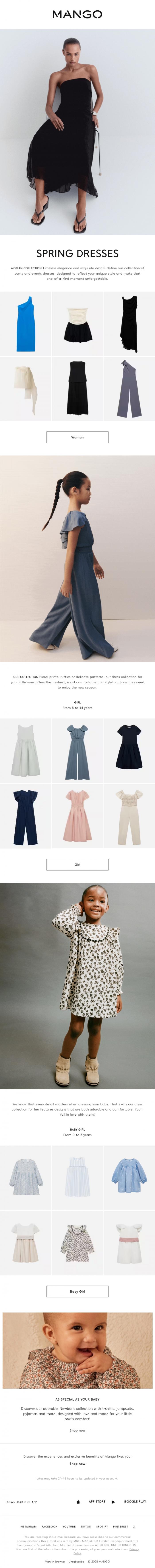 Email Design Inspiration from MANGO, Stunning event dresses
