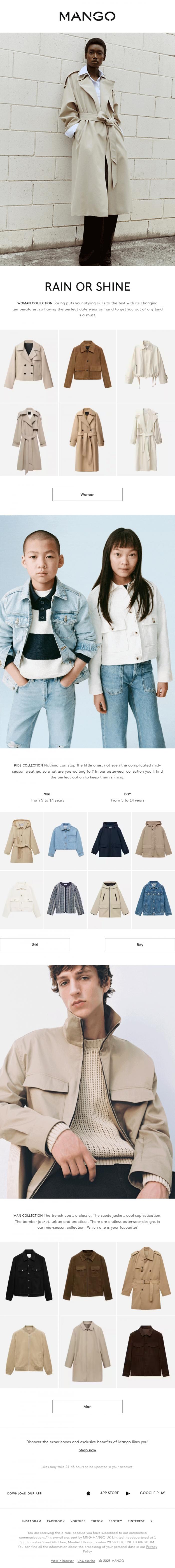 Email Design Inspiration from MANGO, Mid-season: style and functionality