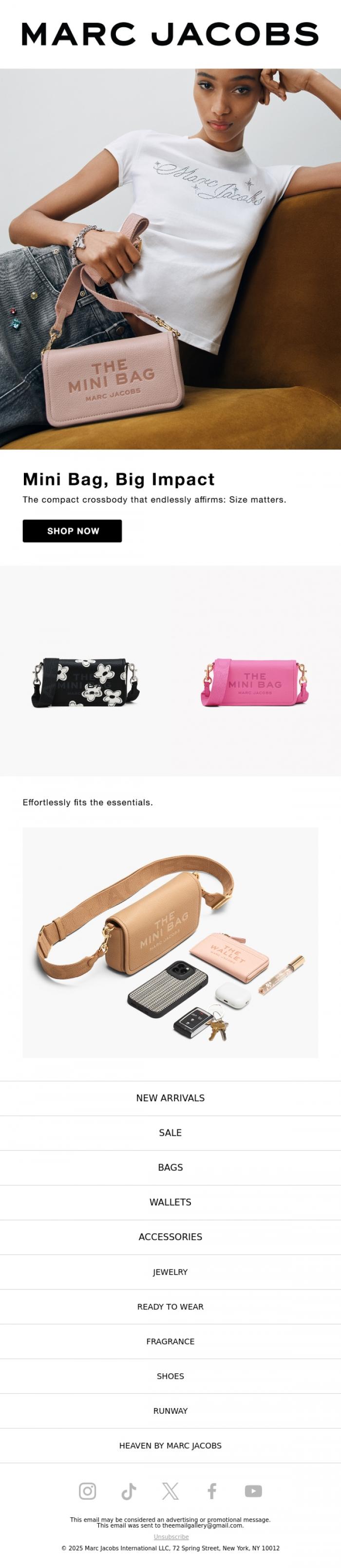 Email Design Inspiration from MARC JACOBS, Mini Bag, Big Impact