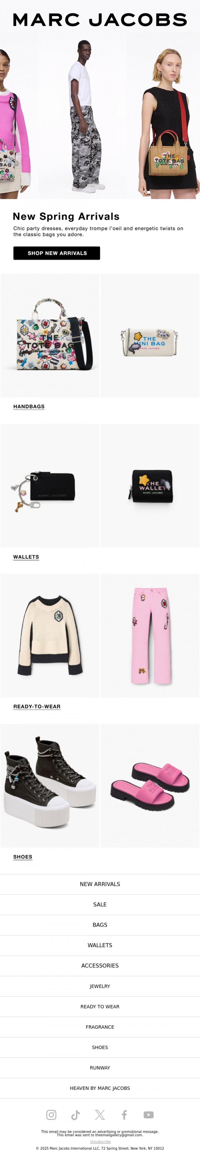 Email Design Inspiration from MARC JACOBS, New Spring Arrivals
