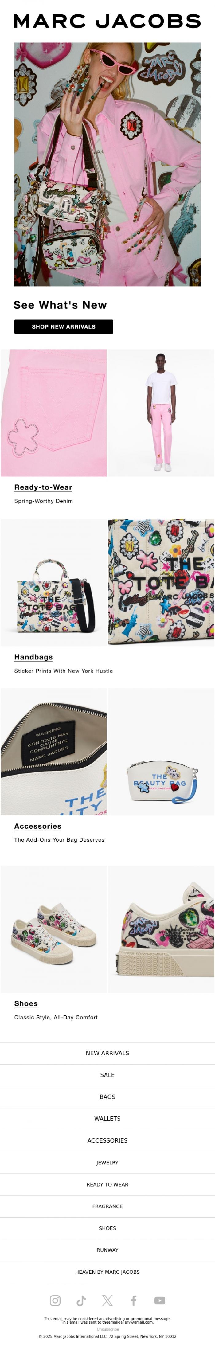 Email Design Inspiration from MARC JACOBS, New for Spring: Sticker Prints