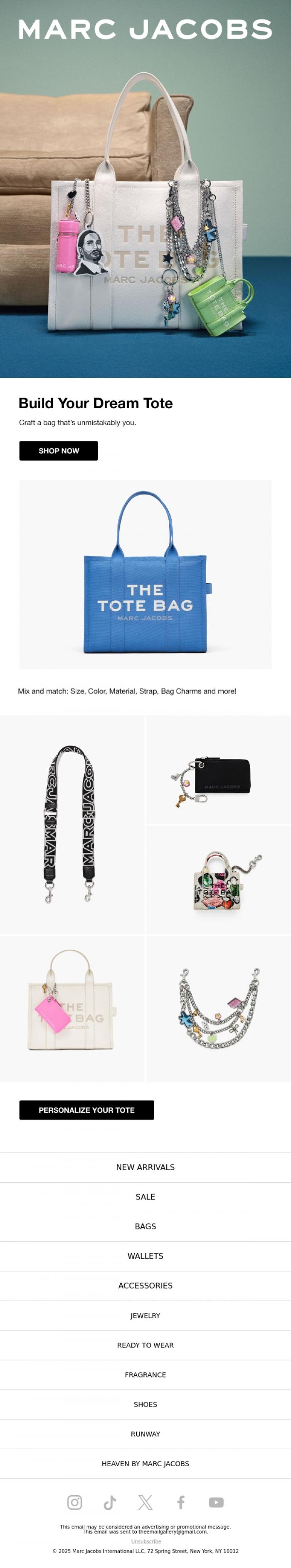 Email Design Inspiration from MARC JACOBS, Build Your Dream Tote