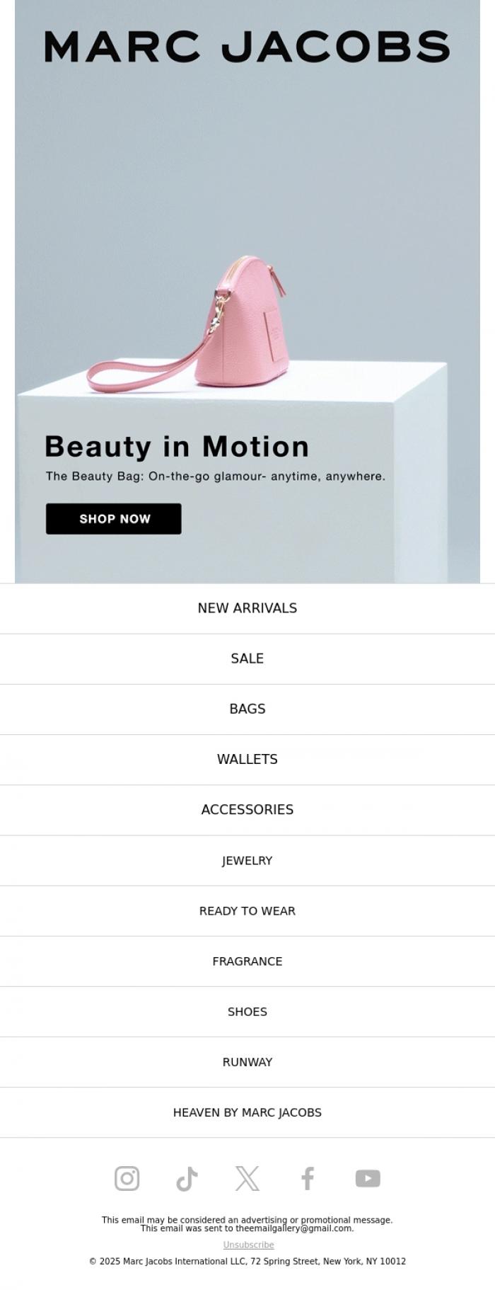 Email Design Inspiration from MARC JACOBS, The Travel-Ready Makeup Pouch 💄