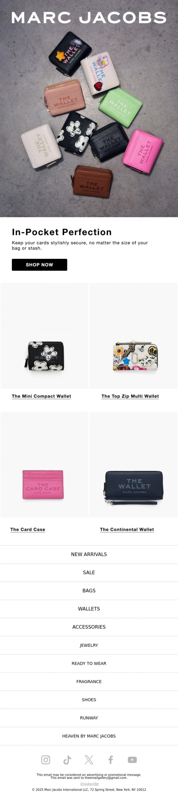 Email Design Inspiration from MARC JACOBS, The Ultimate Wallet Edit