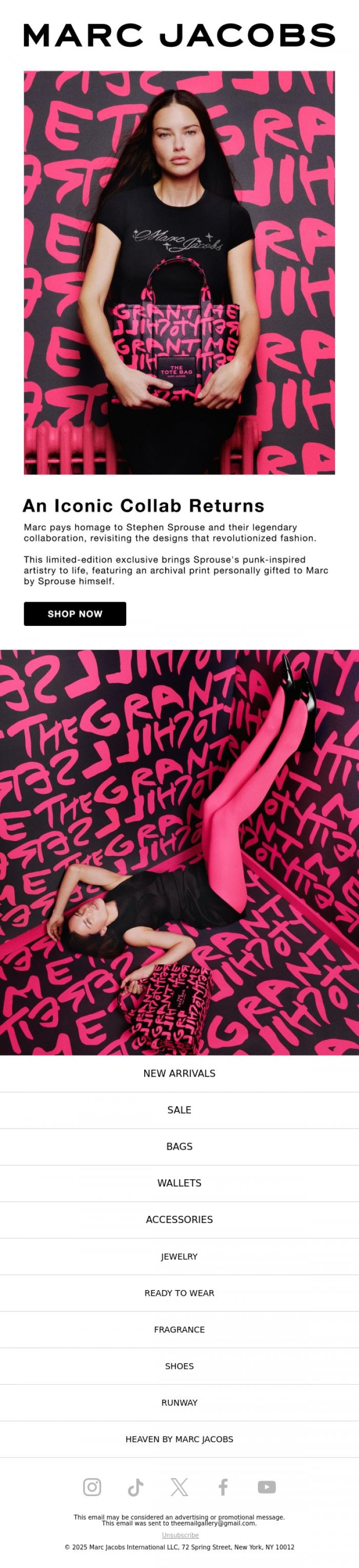 Email Design Inspiration from MARC JACOBS, Available Now: SPROUSE x MARC JACOBS