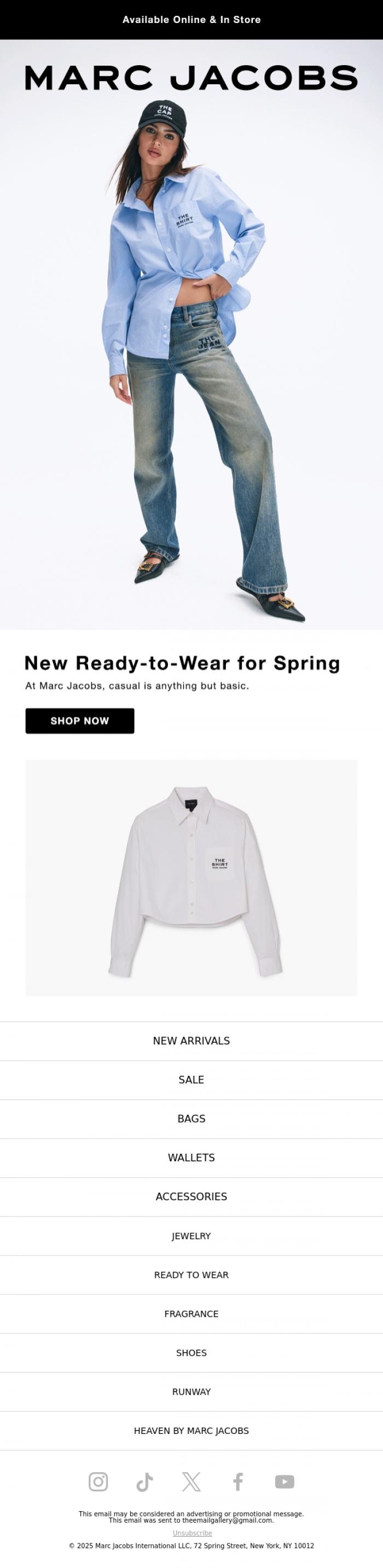 Email Design Inspiration from MARC JACOBS, "THE" Closet Essentials