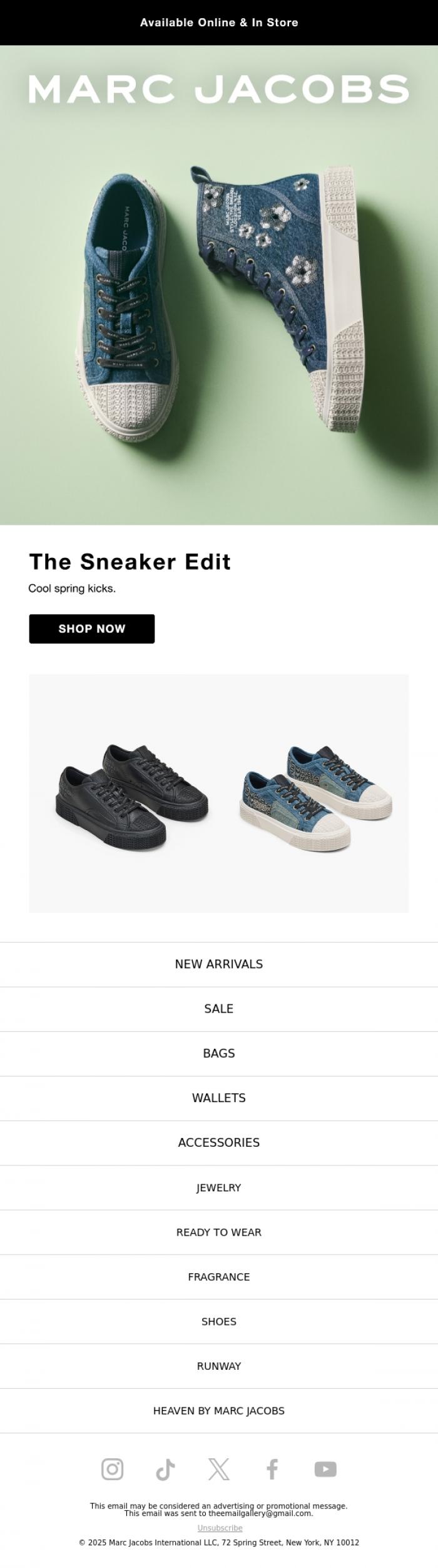 Email Design Inspiration from MARC JACOBS, The Sneaker Edit