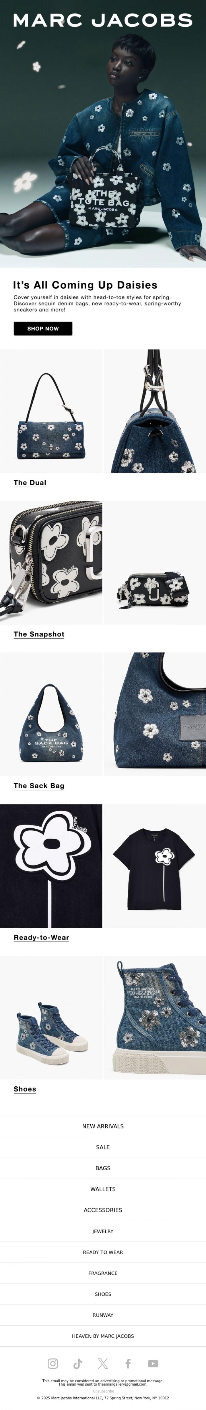 Email Design Inspiration from MARC JACOBS, Discover the Daisy Collection
