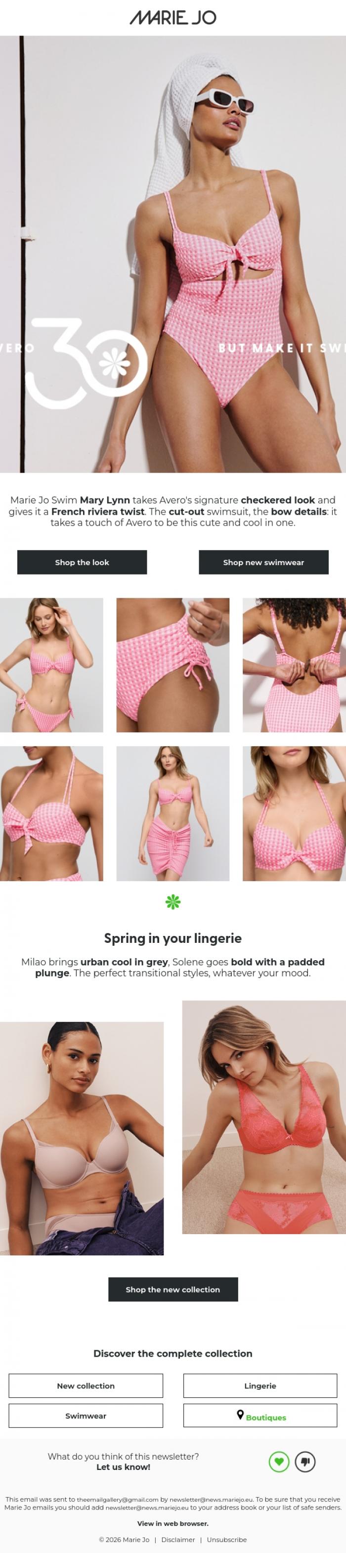 Email Design Inspiration from Marie Jo, Avero, but make it swim 👙