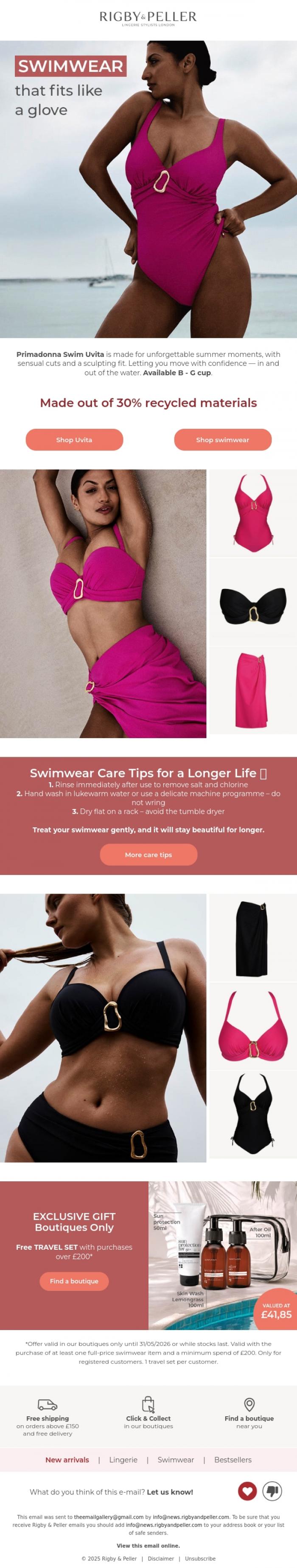 Email Design Inspiration from Marie Jo, Swimwear that fits like a glove 🩱