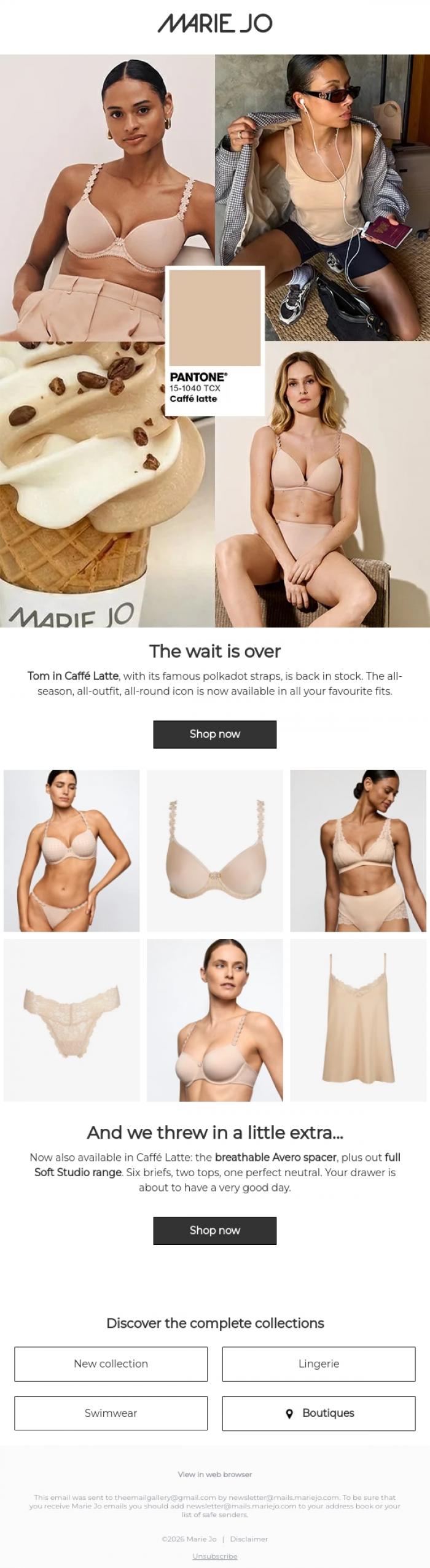 Email Design Inspiration from Marie Jo, Your most requested restock is back