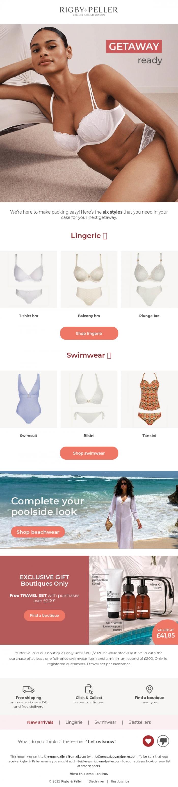 Email Design Inspiration from Marie Jo, Getaway ready 🧳💕 lingerie & swim you'll love