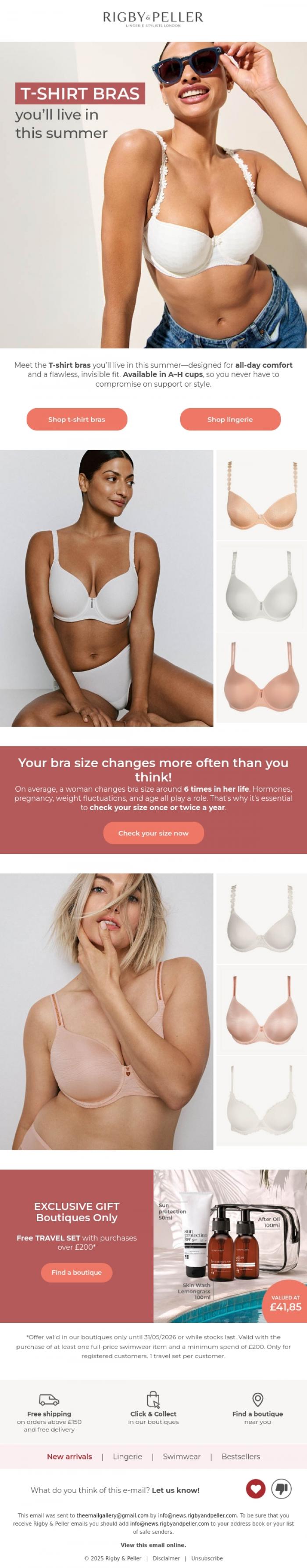 Email Design Inspiration from Marie Jo, T-shirt bras you'll live in this summer 🌞