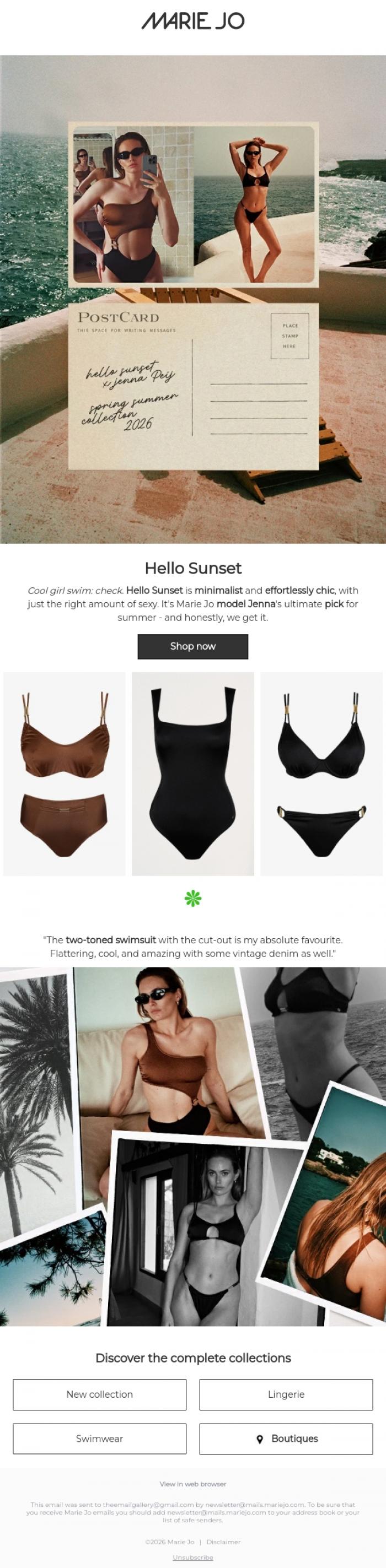 Email Design Inspiration from Marie Jo, The swim series everyone's talking about