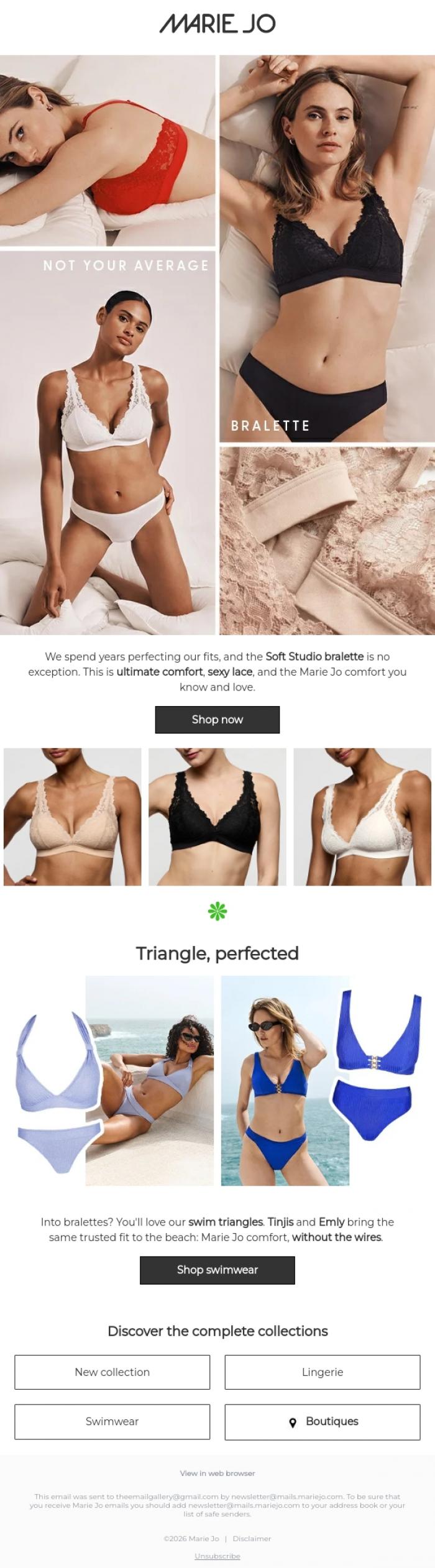 Email Design Inspiration from Marie Jo, Bralettes, but make it Marie Jo