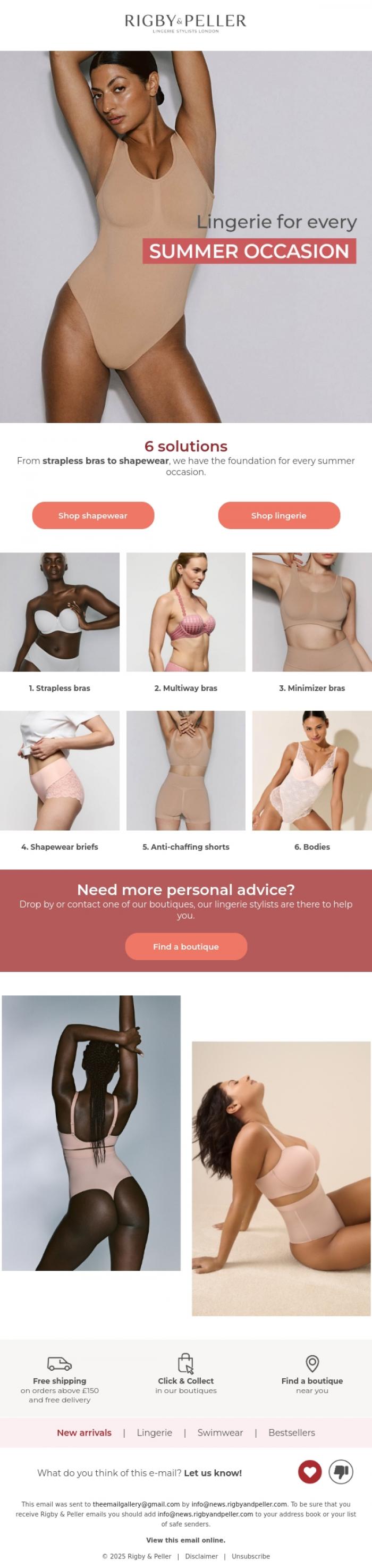 Email Design Inspiration from Marie Jo, Lingerie for every summer occasion 🌅
