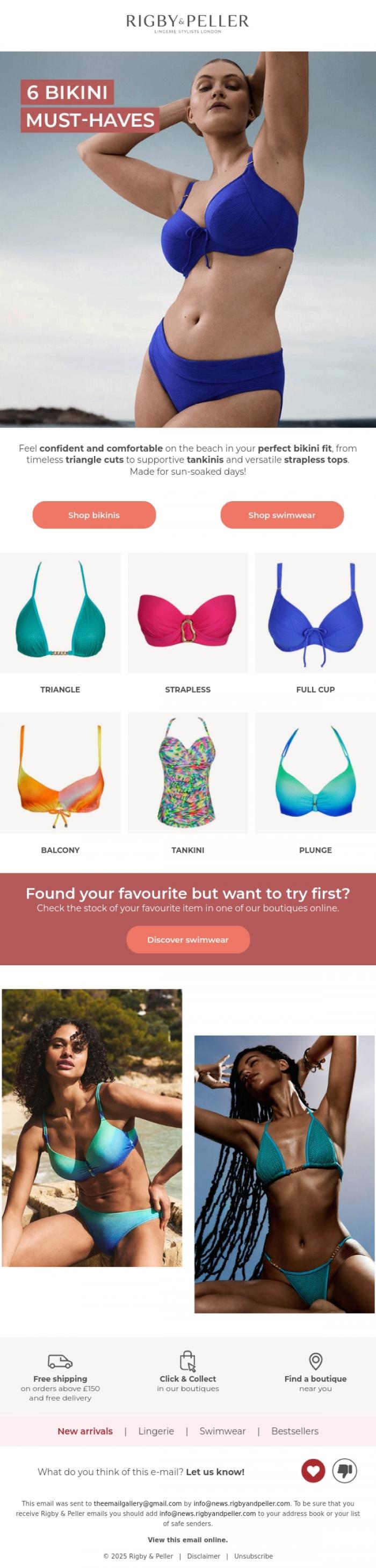 Email Design Inspiration from Marie Jo, 6 bikini must-haves 👙