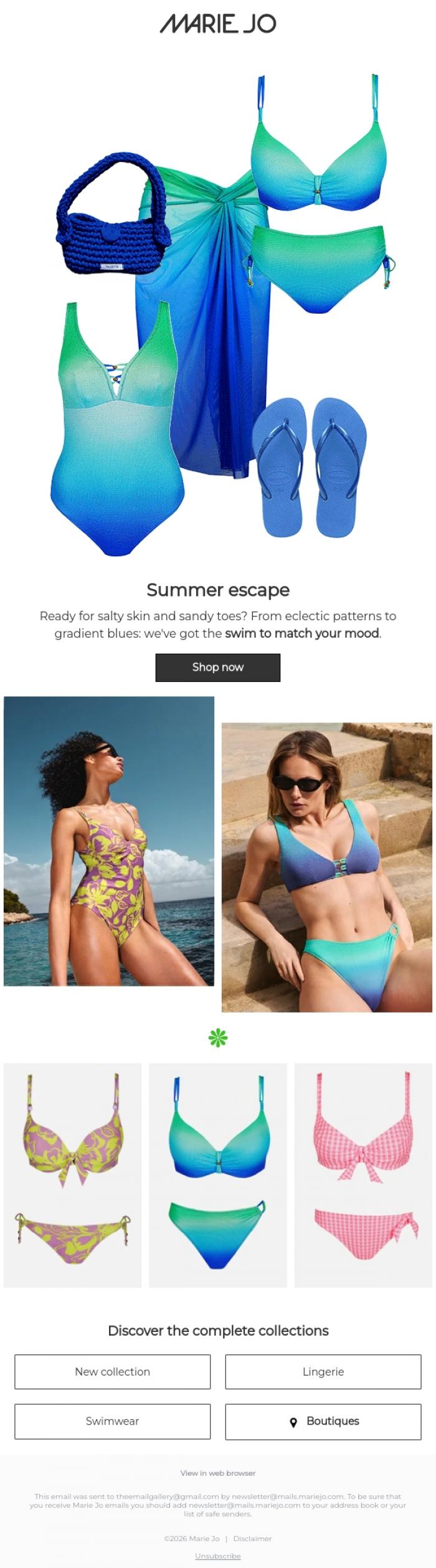 Email Design Inspiration from Marie Jo, New: swimwear that matches your mood.