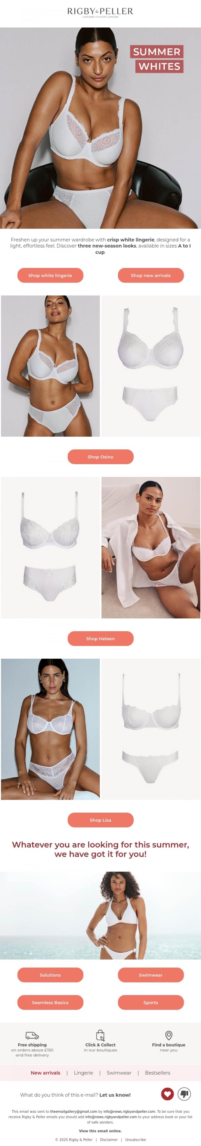Email Design Inspiration from Marie Jo, Summer whites 🤍