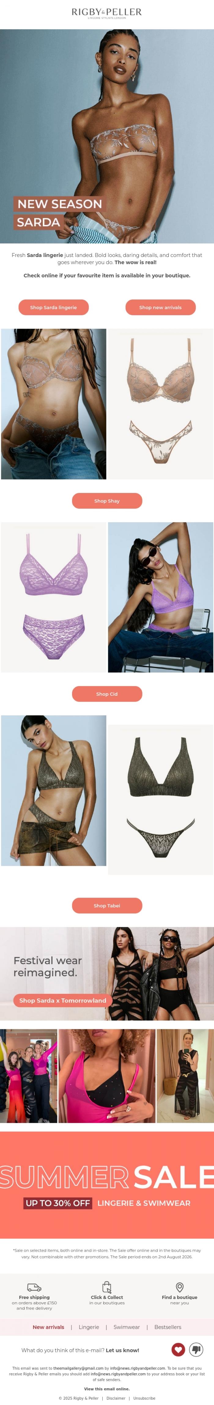 Email Design Inspiration from Marie Jo, New Sarda sets. New obsession. 🔥