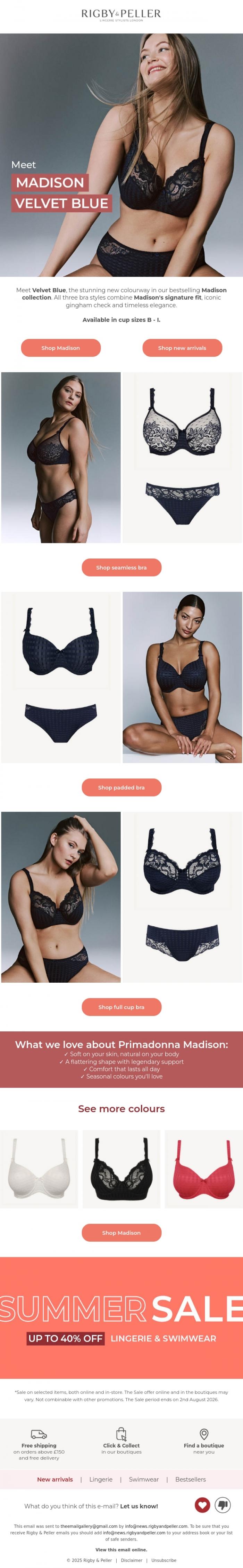 Email Design Inspiration from Marie Jo, The Madison you love, now in Velvet Blue 💙