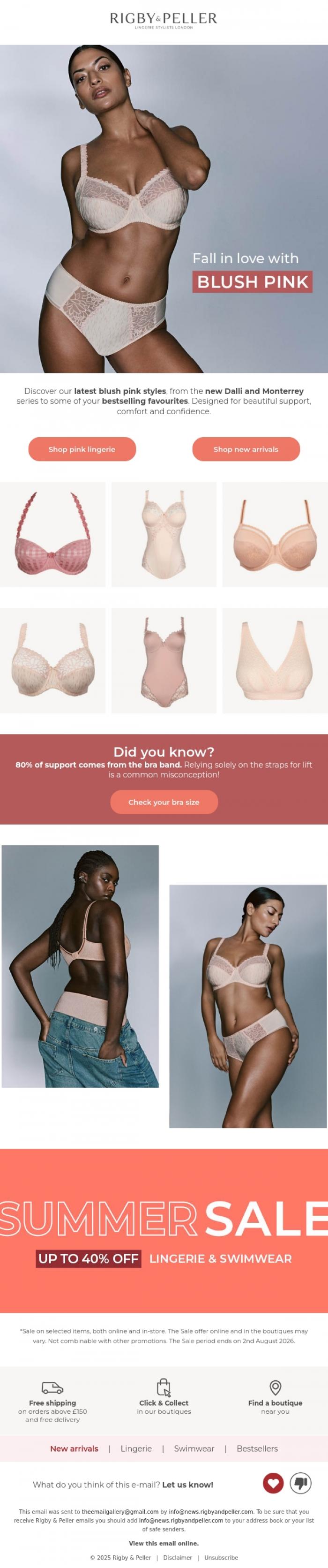 Email Design Inspiration from Marie Jo, Fall in love with blush pink 💞