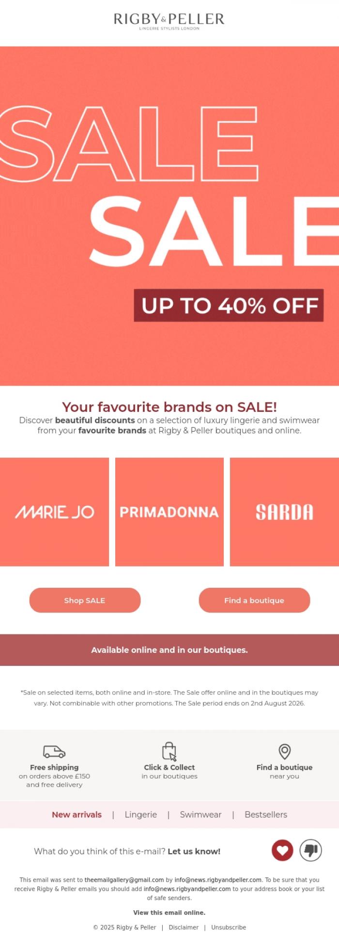 Email Design Inspiration from Marie Jo, Your favourite lingerie and swimwear brands on SALE! 🤩