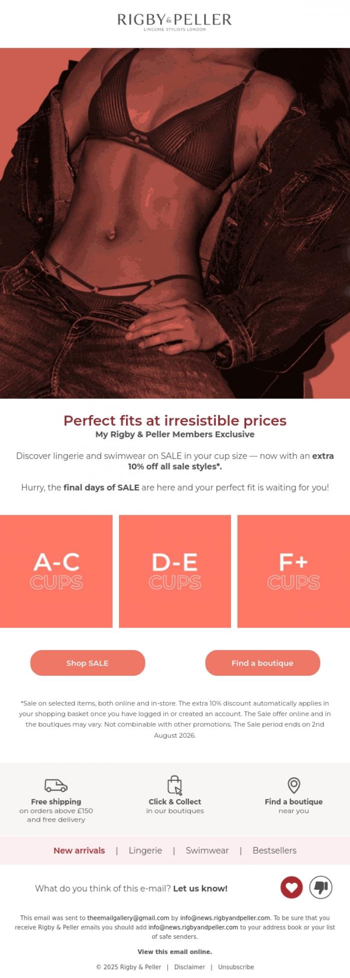 Email Design Inspiration from Marie Jo, Discover our amazing SALE offers in your size now! 😍