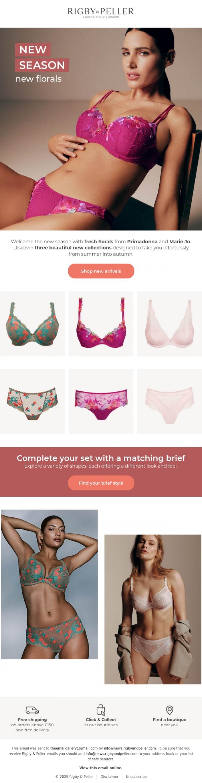 Email Design Inspiration from Marie Jo, New season, new florals 🌸