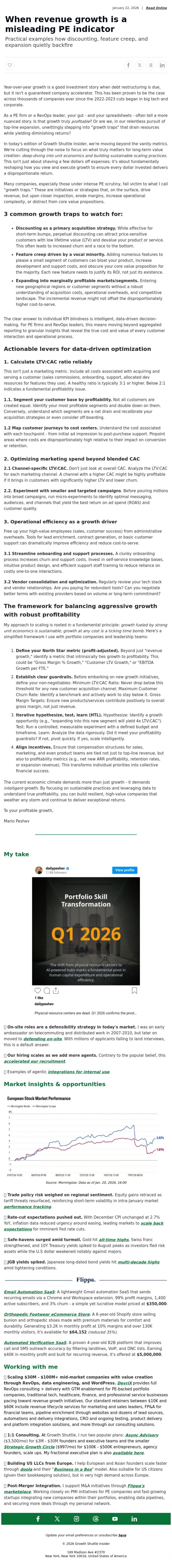 Email Design Inspiration from Mario Peshev, When revenue growth is a misleading PE indicator