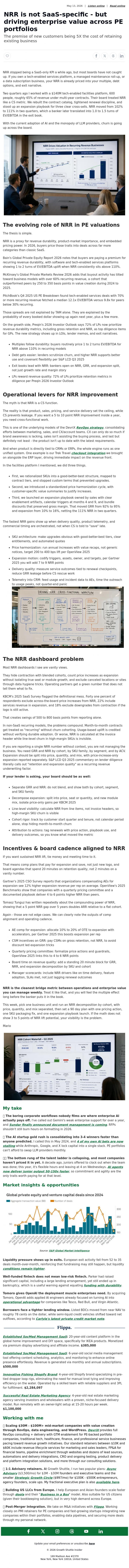 Email Design Inspiration from Mario Peshev, NRR is not SaaS-specific - but driving enterprise value across PE portfolios