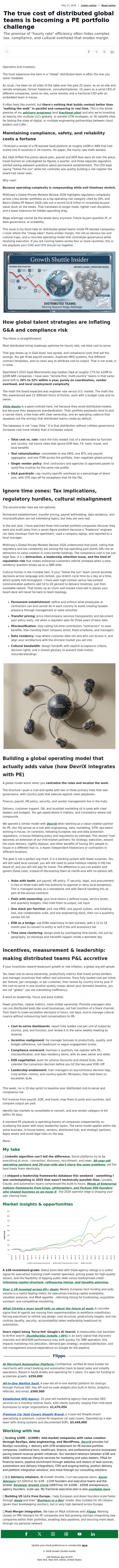 Email Design Inspiration from Mario Peshev, The true cost of distributed global teams is becoming a PE portfolio challenge