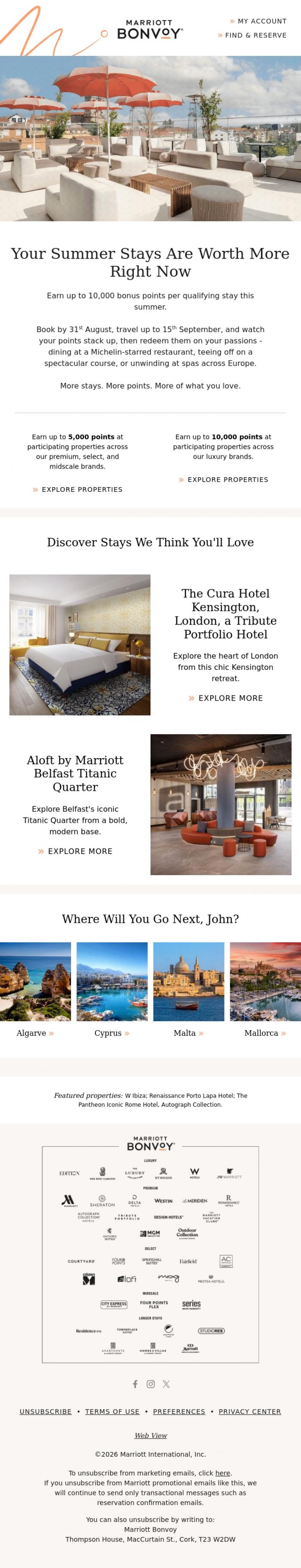 Email Design Inspiration from Marriott Bonvoy, More nights, more points, more of what you love