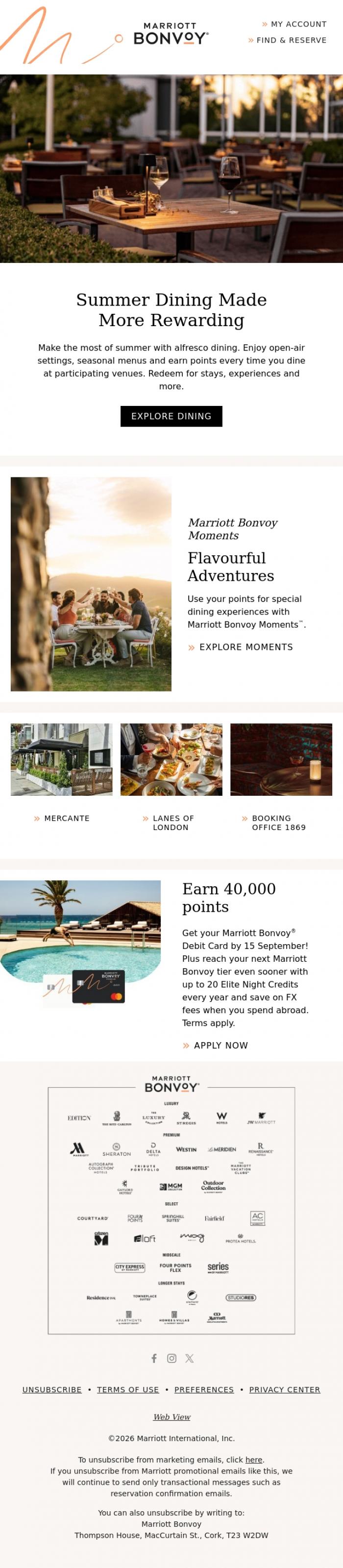 Email Design Inspiration from Marriott Bonvoy, Make your summer dining more rewarding
