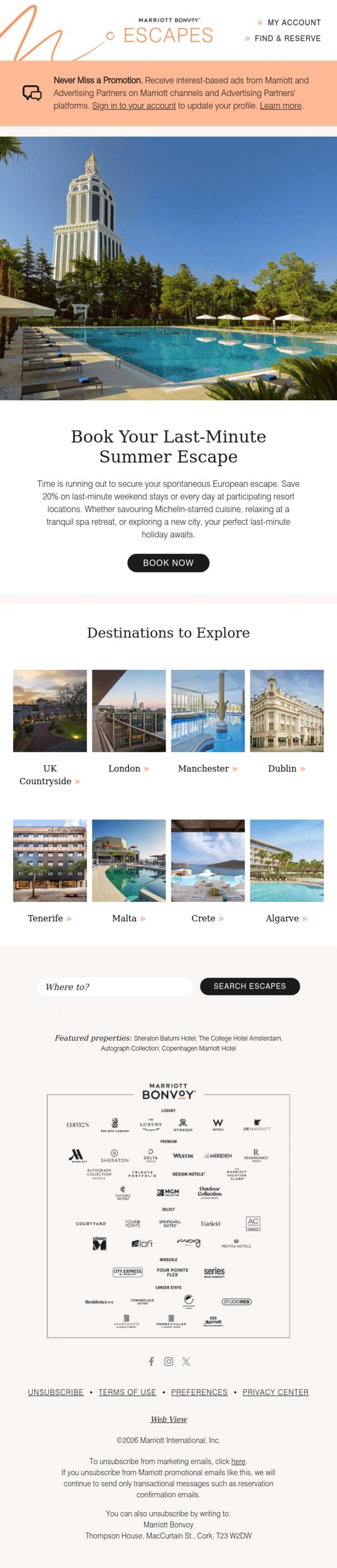 Email Design Inspiration from Marriott Bonvoy, Are You Ready for a Spontaneous Getaway?