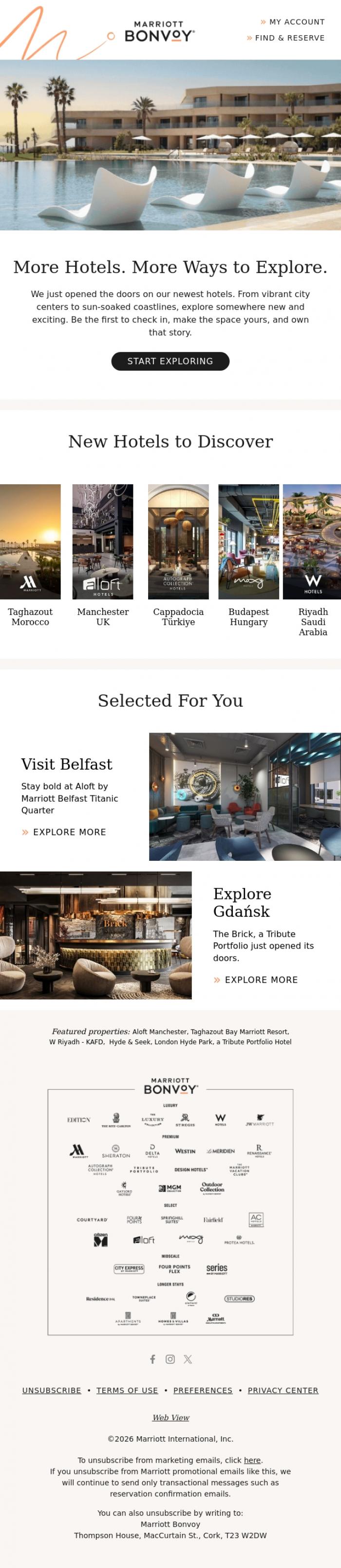 Email Design Inspiration from Marriott Bonvoy, New doors just opened. Be first through them.