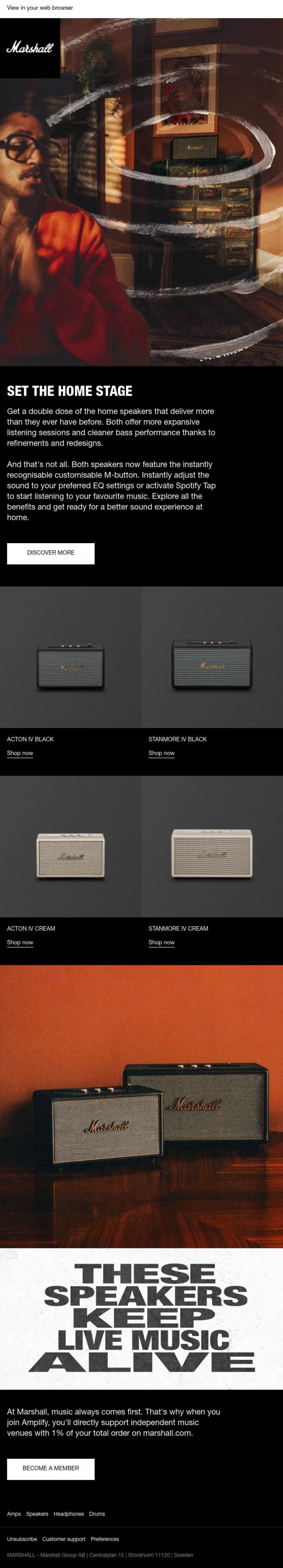 Email Design Inspiration from Marshall, Make room for the next generation of home speakers