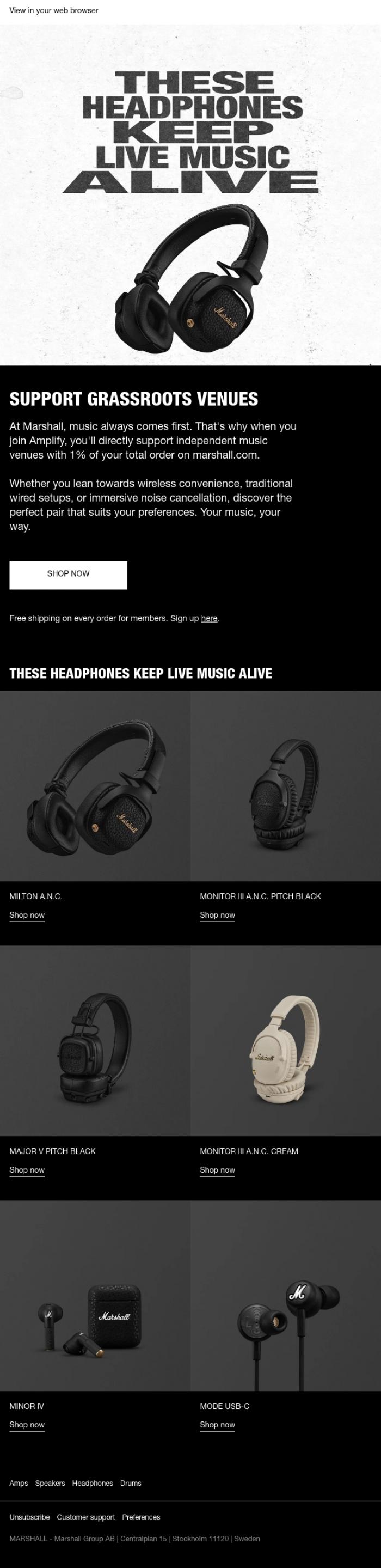 Email Design Inspiration from Marshall, These headphones...