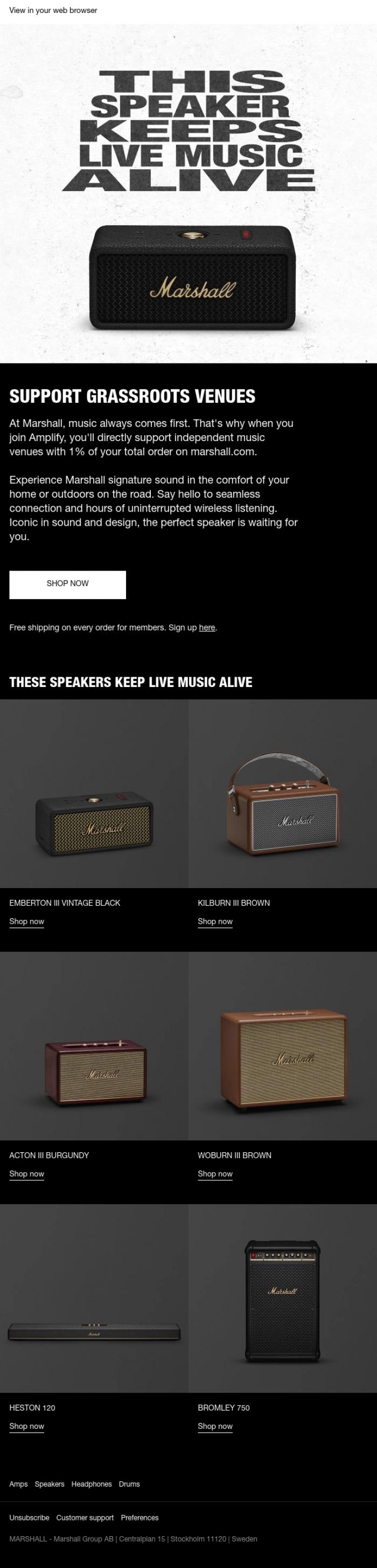 Email Design Inspiration from Marshall, These speakers...