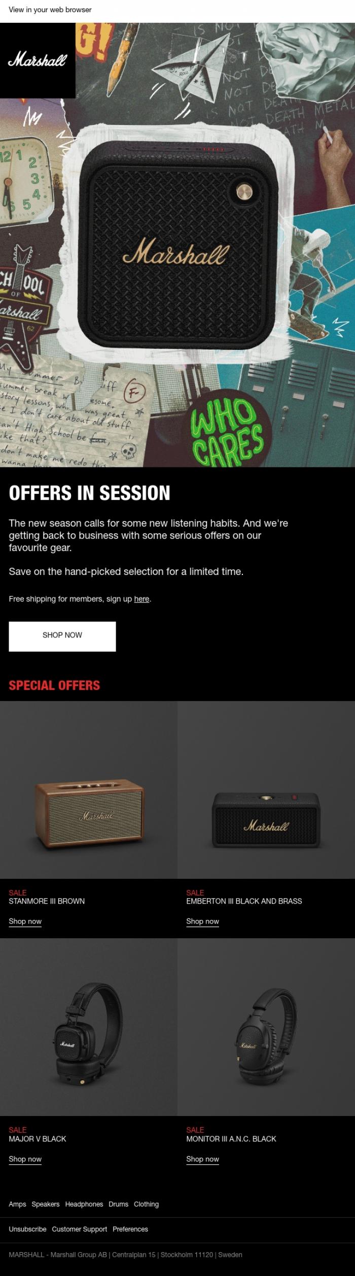 Email Design Inspiration from Marshall, Back to School offers