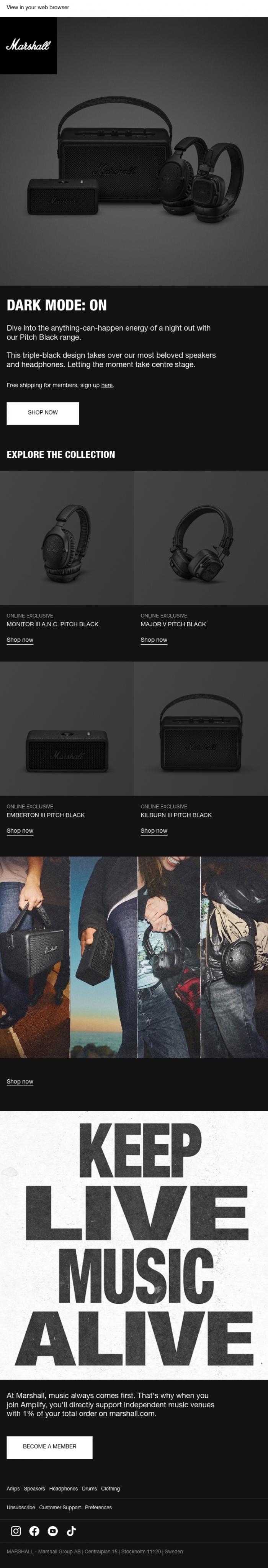Email Design Inspiration from Marshall, An online exclusive